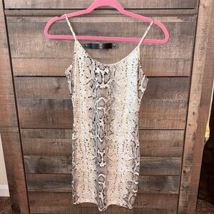 Bear Dance Beige and Black Snake Print Mini Dress